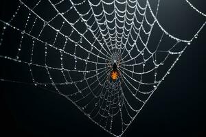 ai generado araña web aislado en negro antecedentes ai generativo foto