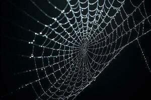 AI generated Spider Web Isolated in Black Background Ai Generative photo