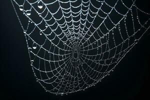 AI generated Spider Web Isolated in Black Background Ai Generative photo