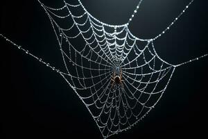 AI generated Spider Web Isolated in Black Background Ai Generative photo