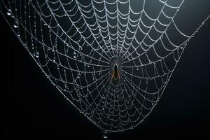 AI generated Spider Web Isolated in Black Background Ai Generative photo