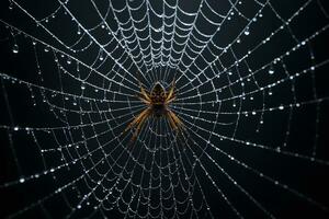 AI generated Spider Web Isolated in Black Background Ai Generative photo