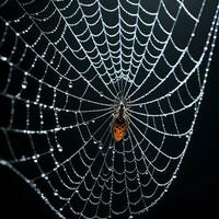 AI generated Spider Web Isolated in Black Background Ai Generative photo