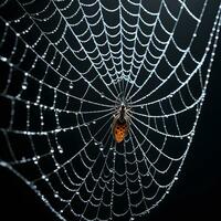 ai generado araña web aislado en negro antecedentes ai generativo foto