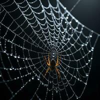 AI generated Spider Web Isolated in Black Background Ai Generative photo