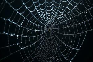 AI generated Spider Web Isolated in Black Background Ai Generative photo