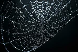 AI generated Spider Web Isolated in Black Background Ai Generative photo