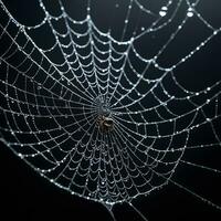 AI generated Spider Web Isolated in Black Background Ai Generative photo