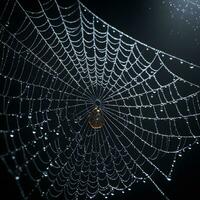 AI generated Spider Web Isolated in Black Background Ai Generative photo