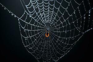 AI generated Spider Web Isolated in Black Background Ai Generative photo