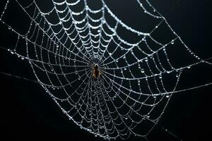 AI generated Spider Web Isolated in Black Background Ai Generative photo