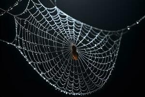 ai generado araña web aislado en negro antecedentes ai generativo foto
