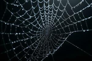 AI generated Spider Web Isolated in Black Background Ai Generative photo