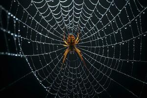 ai generado araña web aislado en negro antecedentes ai generativo foto