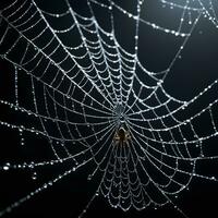 AI generated Spider Web Isolated in Black Background Ai Generative photo