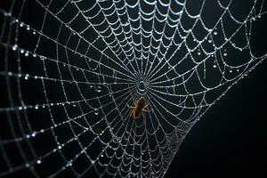 AI generated Spider Web Isolated in Black Background Ai Generative photo