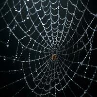 AI generated Spider Web Isolated in Black Background Ai Generative photo