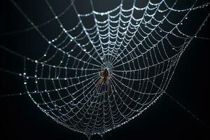 AI generated Spider Web Isolated in Black Background Ai Generative photo