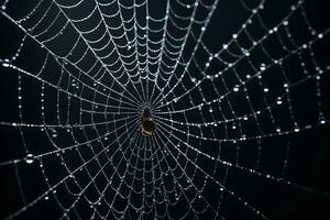 AI generated Spider Web Isolated in Black Background Ai Generative photo