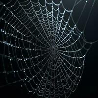 AI generated Spider Web Isolated in Black Background Ai Generative photo