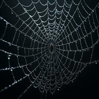 AI generated Spider Web Isolated in Black Background Ai Generative photo