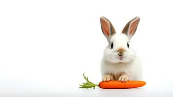 AI generated Easter greeting card with cute bunnies, bouquet of peonies, candles, Easter eggs. AI generated illustration. photo