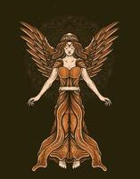ilustración mano dibujado. ángel mujer con mandala vector