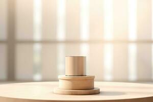 AI generated abstract geometric forms. podium for your design. photo