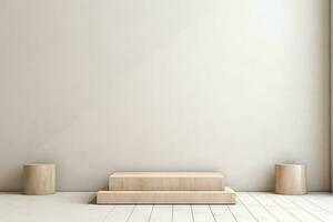 AI generated abstract geometric forms. podium for your design. photo