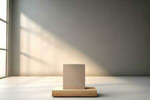 AI generated abstract geometric forms. podium for your design. photo