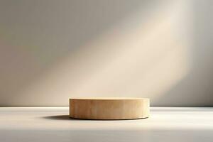 AI generated abstract geometric forms. podium for your design. photo