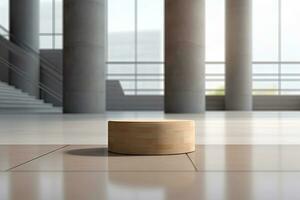 AI generated abstract geometric forms. podium for your design. photo