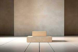 AI generated abstract geometric forms. podium for your design. photo