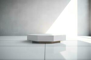 AI generated abstract geometric forms. podium for your design. photo