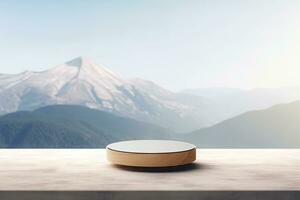 AI generated abstract geometric forms. podium for your design. photo