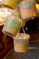 buckets full of colorful cotton candy photo