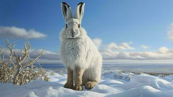 AI generated Snowshoe Hare natura animal wallpaper background photo