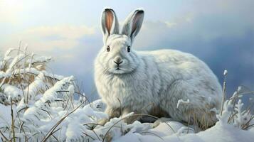 AI generated Snowshoe Hare natura animal wallpaper background photo