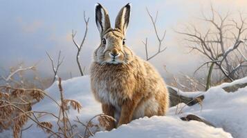 ai generado raqueta de nieve liebre natura animal fondo de pantalla antecedentes foto