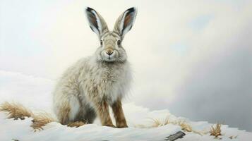 AI generated Snowshoe Hare natura animal wallpaper background photo