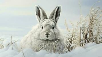 AI generated Snowshoe Hare natura animal wallpaper background photo