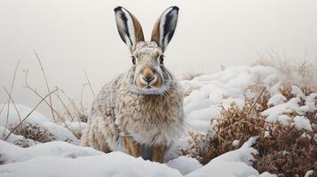 AI generated Snowshoe Hare natura animal wallpaper background photo