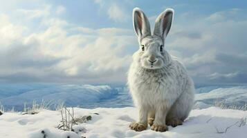 AI generated Snowshoe Hare natura animal wallpaper background photo