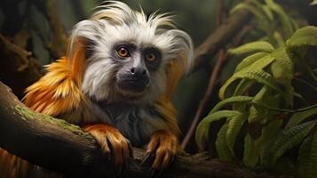 ai generado tamarin natura animal fondo de pantalla antecedentes foto