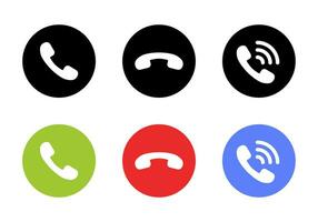 Accept and decline incoming call icon in flat style. Answer, reject, and handset wave vector