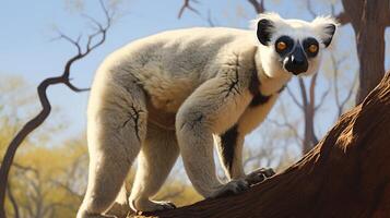 AI generated Verreauxs Sifaka natura animal wallpaper background photo