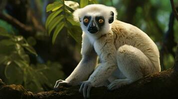 AI generated Verreauxs Sifaka natura animal wallpaper background photo