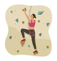 atleta mujer ejercicio con deporte alpinismo concepto ilustración vector