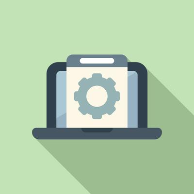 Gear support hosting icon flat vector. Tech team