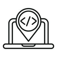 Laptop code read icon outline vector. Gear hosting vector